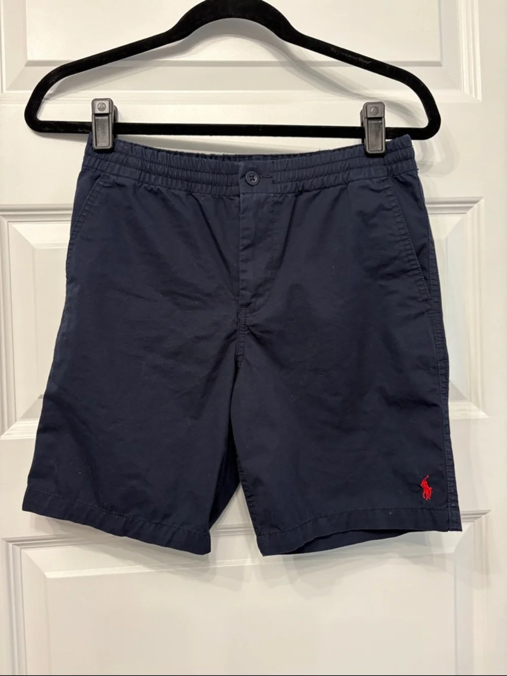 Ralph Lauren Boys Large Navy Shorts with Red Pony Embroidery